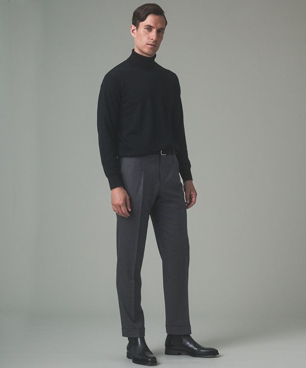 GOTAIRIKU 【保温性/ストレッチ/シワになりにくい】サキソニーストレッチパンツ（１タック） グレー系