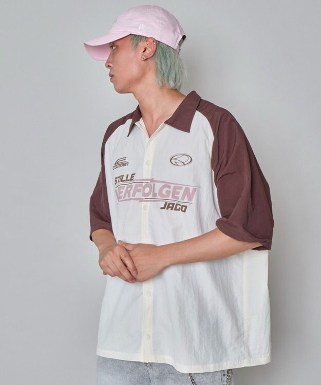 WEGO 【ユニセックス着用ITEM】ラグラングラフィックシャツ（SS） ブラウンその他