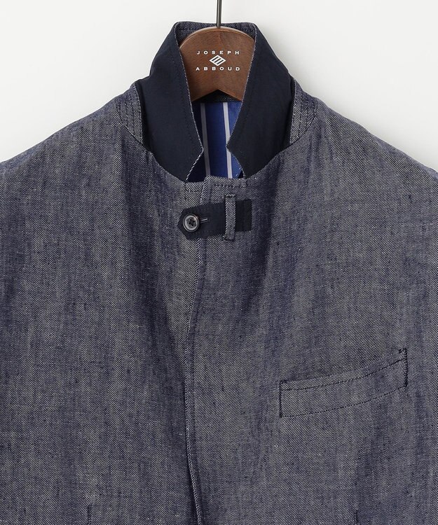 JOSEPH ABBOUD 【JAPANファブリック/セットアップ/清涼】LINEN DENIM ジャケット ネイビー系