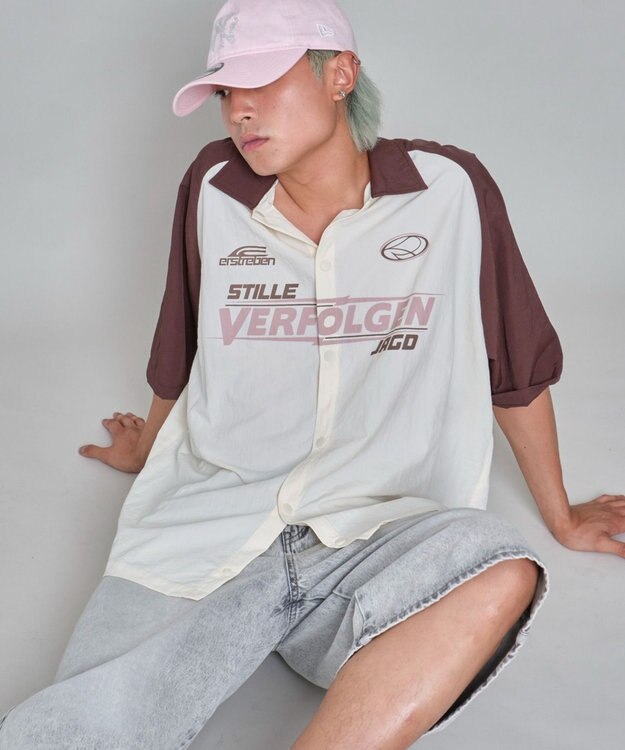 WEGO 【ユニセックス着用ITEM】ラグラングラフィックシャツ（SS） ブラウンその他