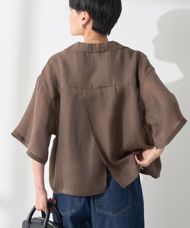 AMERICAN HOLIC 接触冷感シアー開襟半袖シャツ Mocha