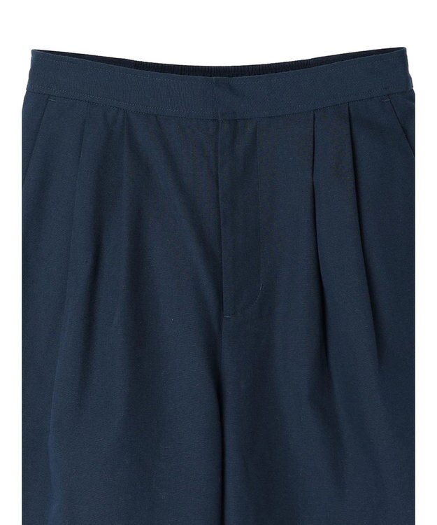 Green Parks 綿麻混タックテーパードパンツ Dark Navy