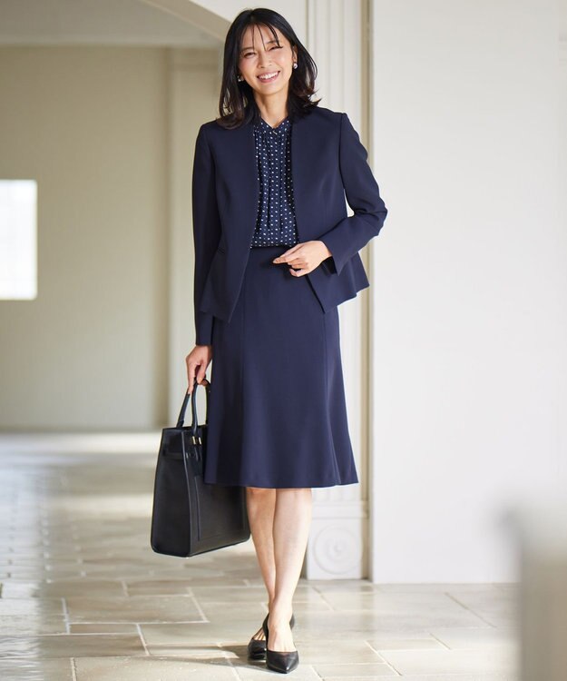 23区 S スクエアドット プリント ブラウス ネイビープリント