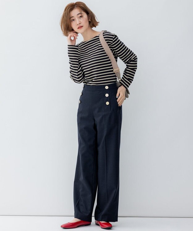 23区 L ウーステッドウールツイル マリン パンツ グレー系