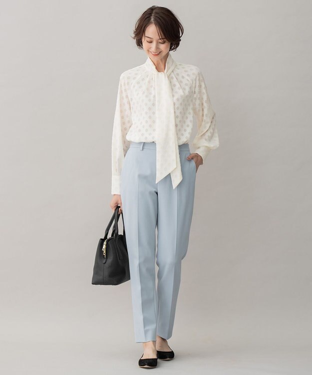 自由区 【XSサイズ～/洗える】TRギャバ テーパードパンツ スカイブルー系