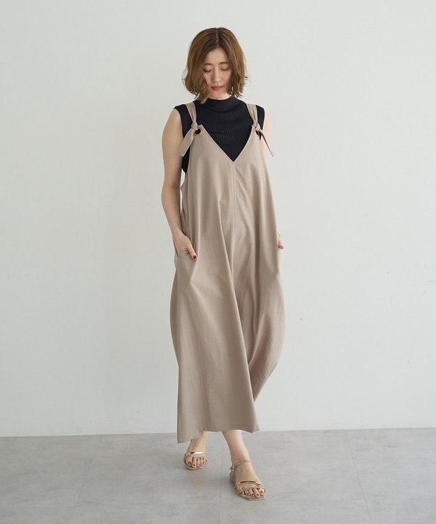 YECCA VECCA ベルトストラップサロペット Beige