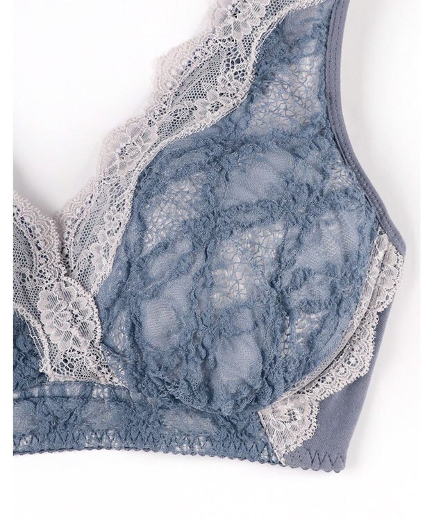 WACOAL 【ナイトアップブラ】 ノンワイヤー ナイトブラ 綿混 就寝時用 3Lまで対応 大きいサイズ レディース BXB168 /ワコール ブルー