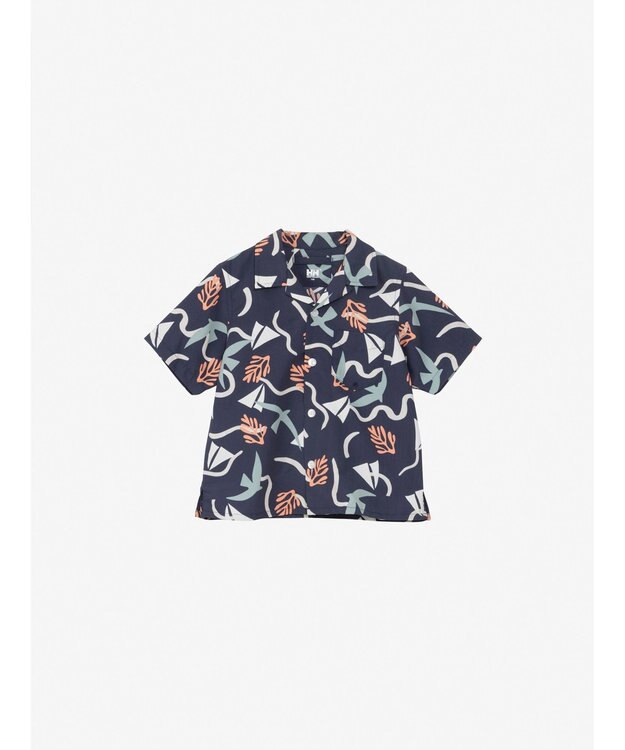 HELLY HANSEN 【キッズ・はっ水・UVカット・耐海水・耐塩素・記名ラベル付】ショートスリーブバスクシャツ ネイビープリント