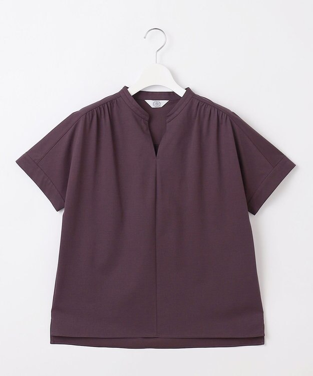 J.PRESS LADIES S プレーティングジャージー バンドカラー カットソー パープル系