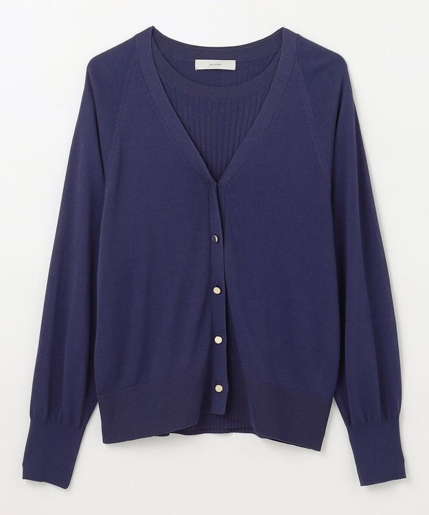 ANY 【2SET】ニットツインセット（半袖ニット＋Vネックカーデ） ロイヤル