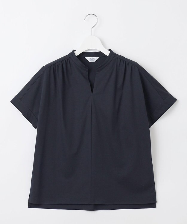 J.PRESS LADIES S プレーティングジャージー バンドカラー カットソー ネイビー系