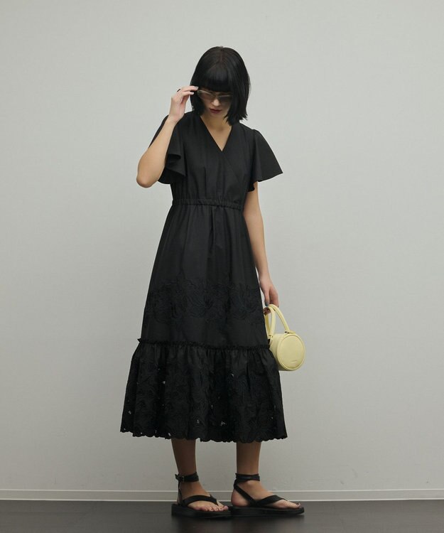 GRACE CONTINENTAL カットワーク刺繍ワンピース ブラック