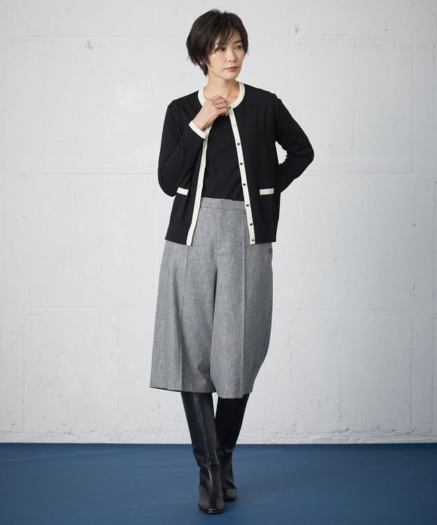 J.PRESS LADIES シャンブレーツイル キュロット パンツ ライトグレー系