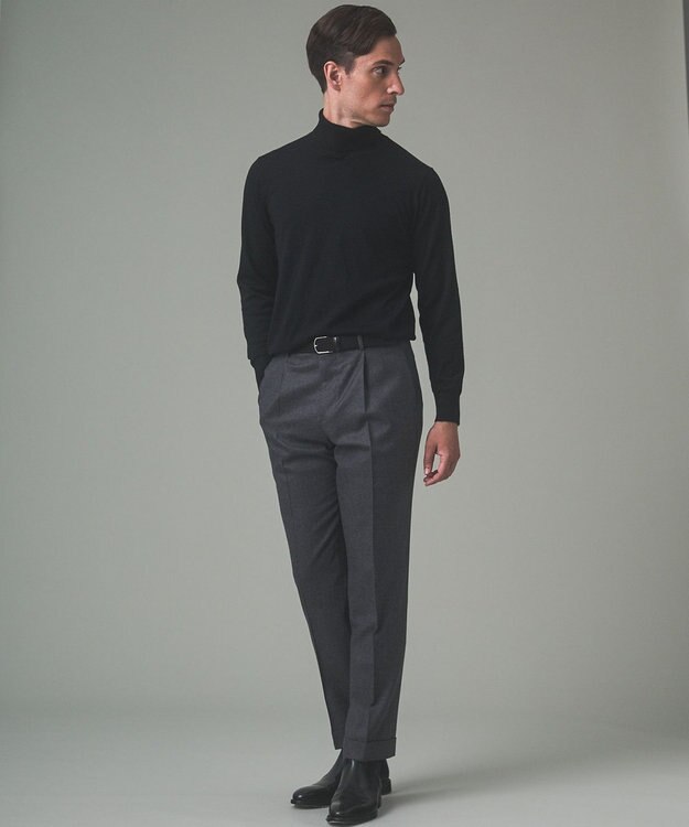 GOTAIRIKU 【保温性/ストレッチ/シワになりにくい】サキソニーストレッチパンツ（１タック） グレー系