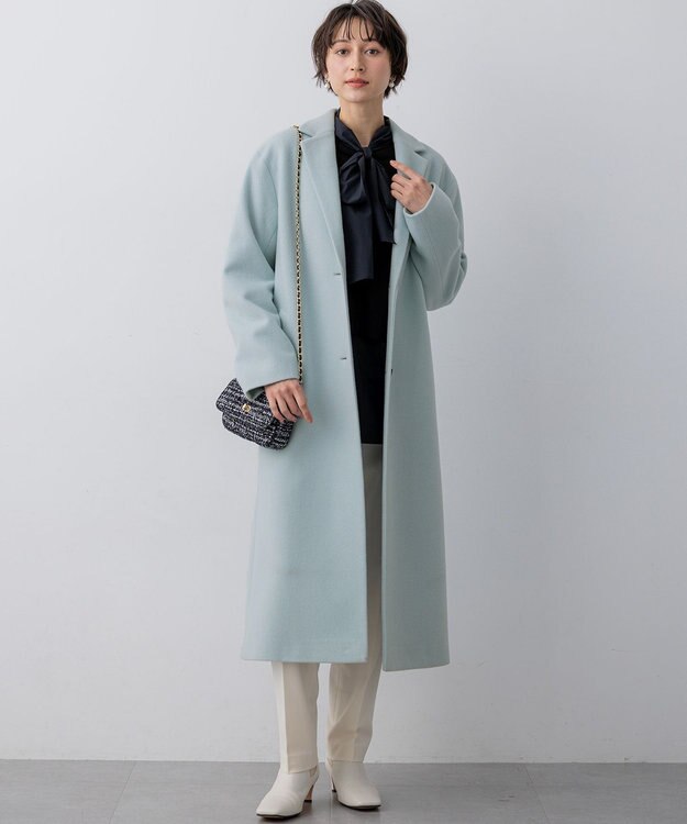 23区 【WEB&一部店舗限定】ウールモッサ チェスターコート スカイブルー系