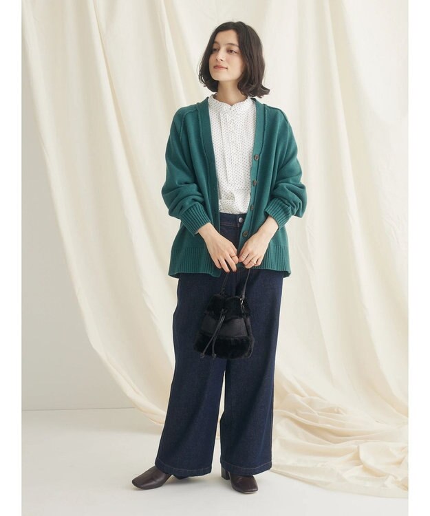 CRAFT STANDARD BOUTIQUE Ｖネックアウトリンキングカーディガン Green