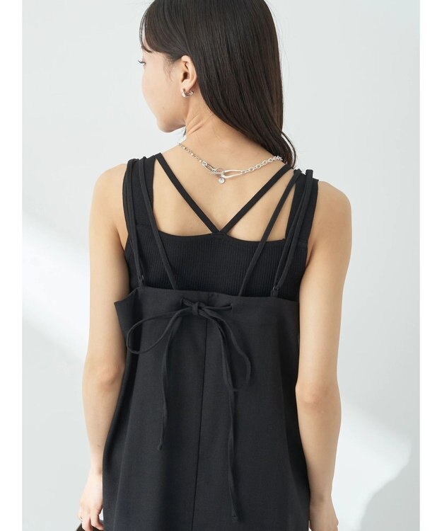 earth music&ecology ＳＥＴ２点ヘリンボーンベスト＋キャミドレ Black