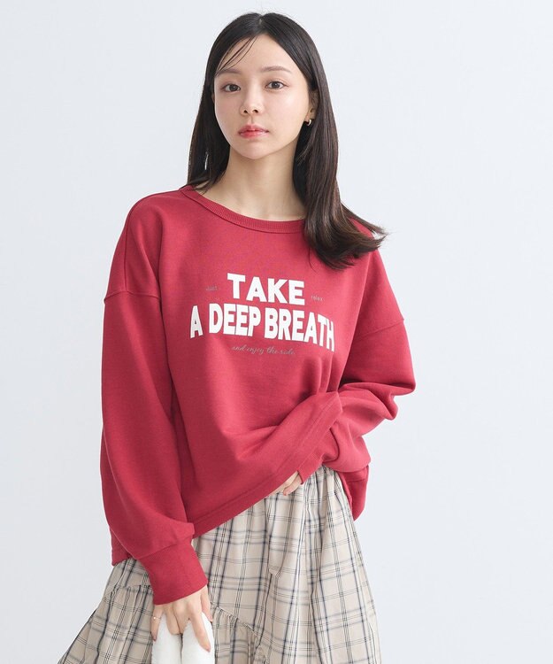 earth music&ecology アソートロゴスウェット Red