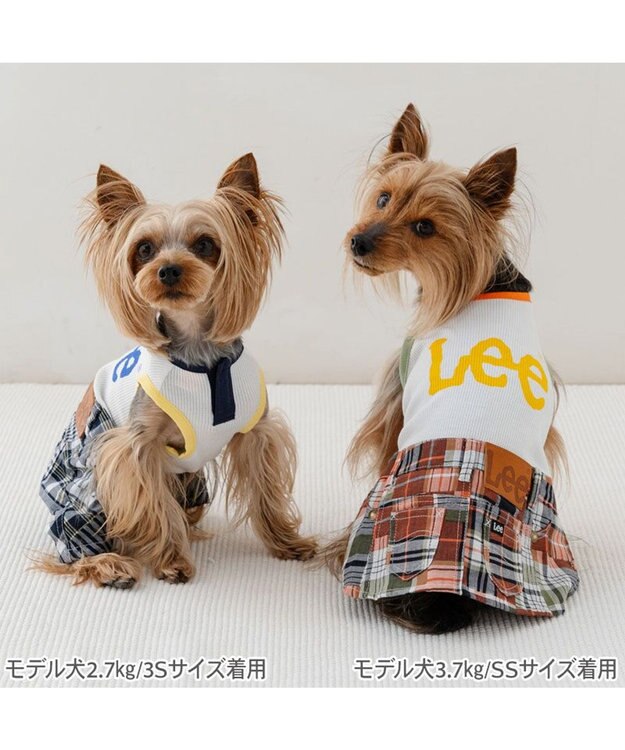 PET PARADISE Lee パンツつなぎ パッチワーク 小型犬 ホワイト×ブラック