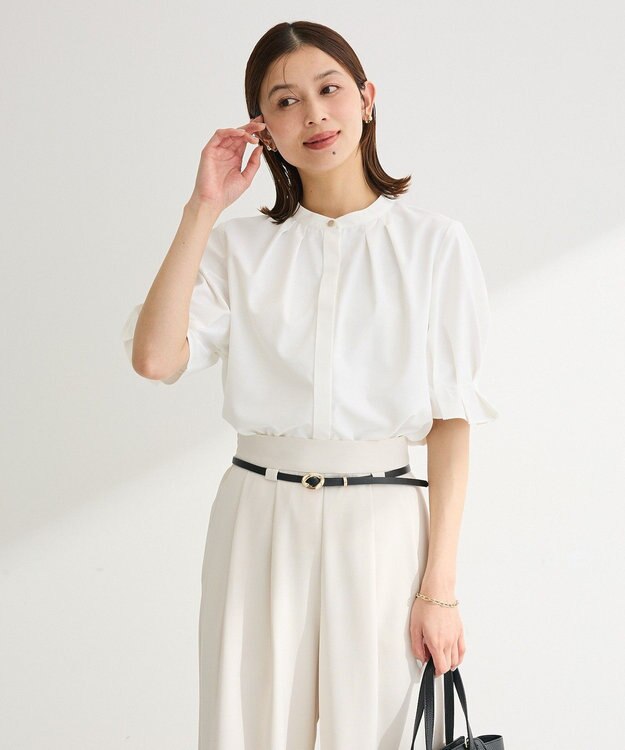 Green Parks タックショートスリーブブラウス Off White