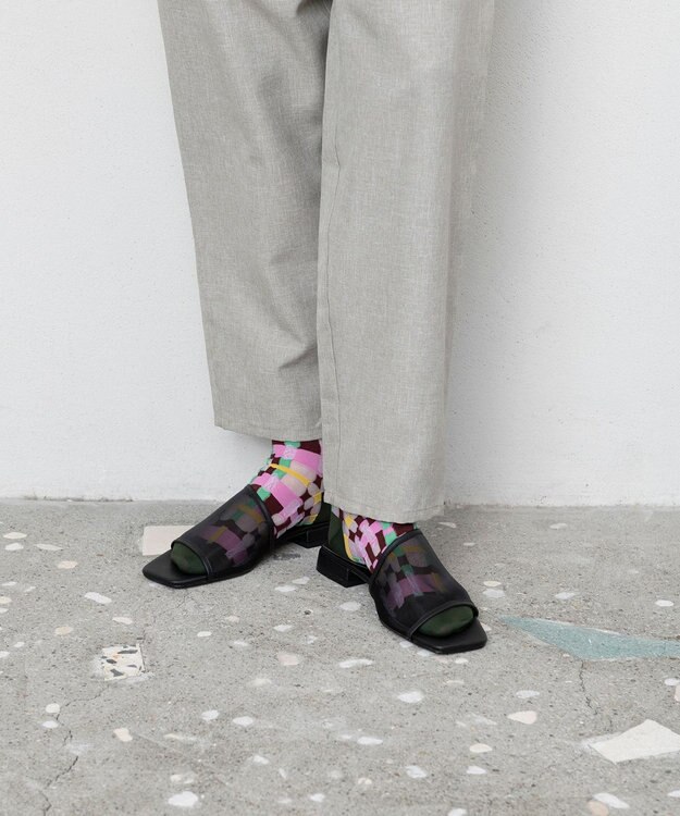 TRICOTE ブロックチェック柄シアーソックス 72PINK