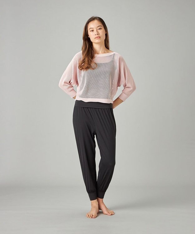 Chacott 【ノーソーイングニット】7分袖メッシュニットTシャツ ベビーピンク