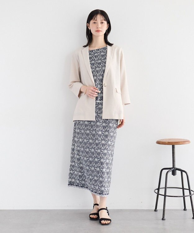 YECCA VECCA フラワーレースブラウス Navy