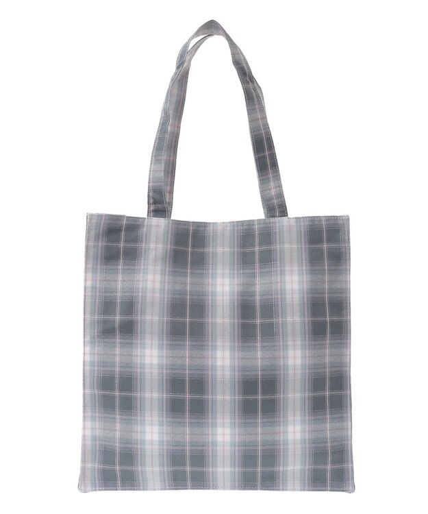 Maison de FLEUR ブランドロゴ刺繍チェックスクエアトート Gray