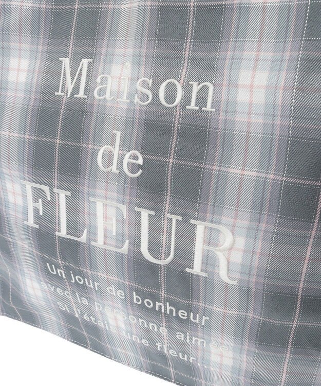 Maison de FLEUR ブランドロゴ刺繍チェックスクエアトート Gray