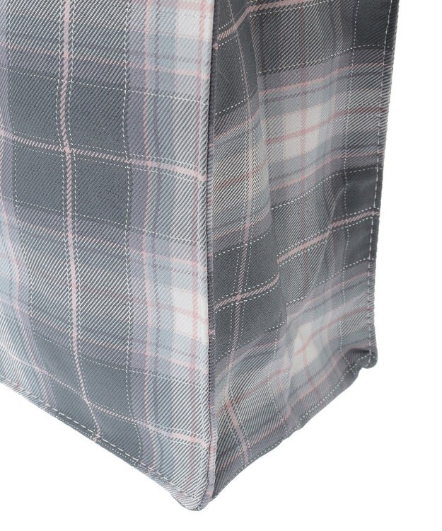 Maison de FLEUR ブランドロゴ刺繍チェックスクエアトート Gray