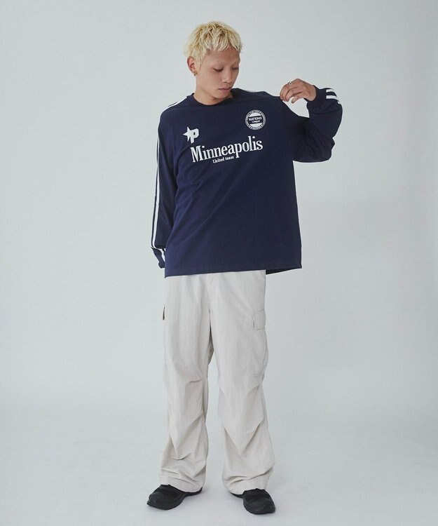 WEGO 【ユニセックス着用ITEM】ラインゲームロゴT（LS） ネイビー