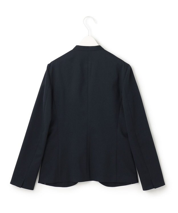 ICB 【洗える】 37.5TRストレッチ ノーカラージャケット ネイビー系