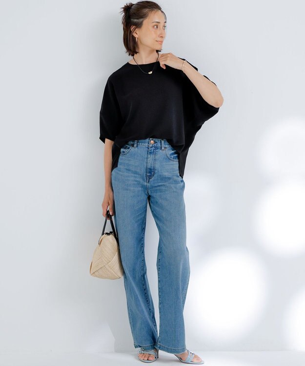 23区 【接触冷感】23区DENIM サマー ストレート ワイド パンツ スカイブルー系