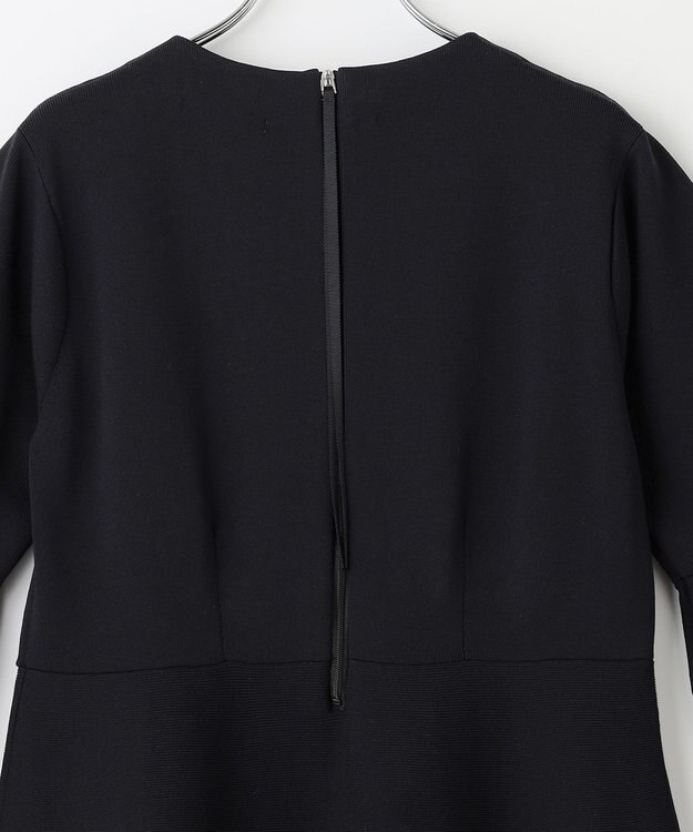 #Newans 【セレモニーにも】フレアニットワンピース ネイビー