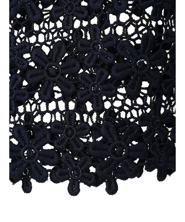 earth music&ecology 裾レース透かしニットプルオーバー Navy