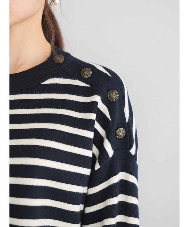 AMERICAN HOLIC バイパチショルダーボタンニットプルオーバー Navy