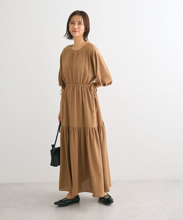 Green Parks ・ＥＬＥＮＣＡＲＥ　ＤＵＥ　５分袖ティアードワンピース Beige