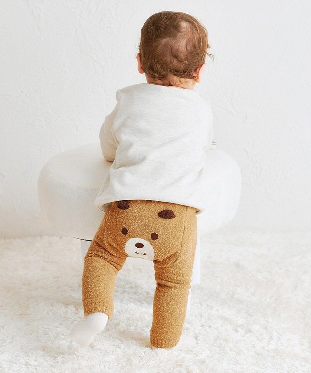 MIKI HOUSE HOT BISCUITS 【70-100cm】 シュクリーム素材 顔ドン あったかベビースパッツ ベージュ