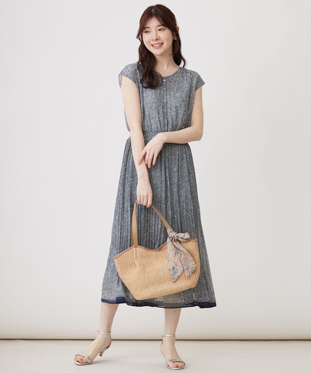 ANY SIS 【洗える】フラワープリーツ ワンピース ミント系