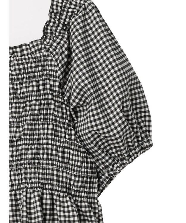 earth music&ecology ２ｗａｙショルダーシャーリングチュニック（ギンガム） Gingham Check