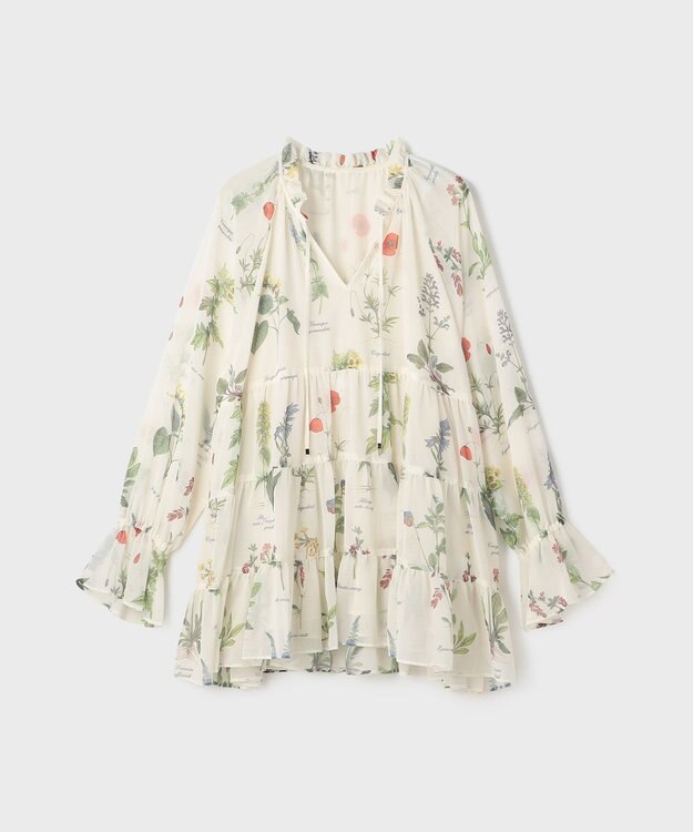 GRACE CONTINENTAL ボタニカルプリントチュニックトップ キナリ