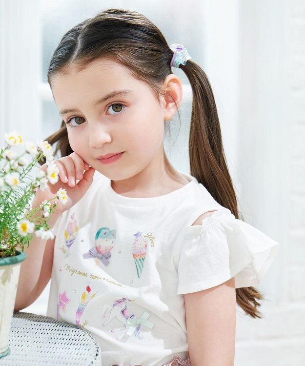 ANY KIDS スイーツ オン・オフショルダー Tシャツ オフホワイト