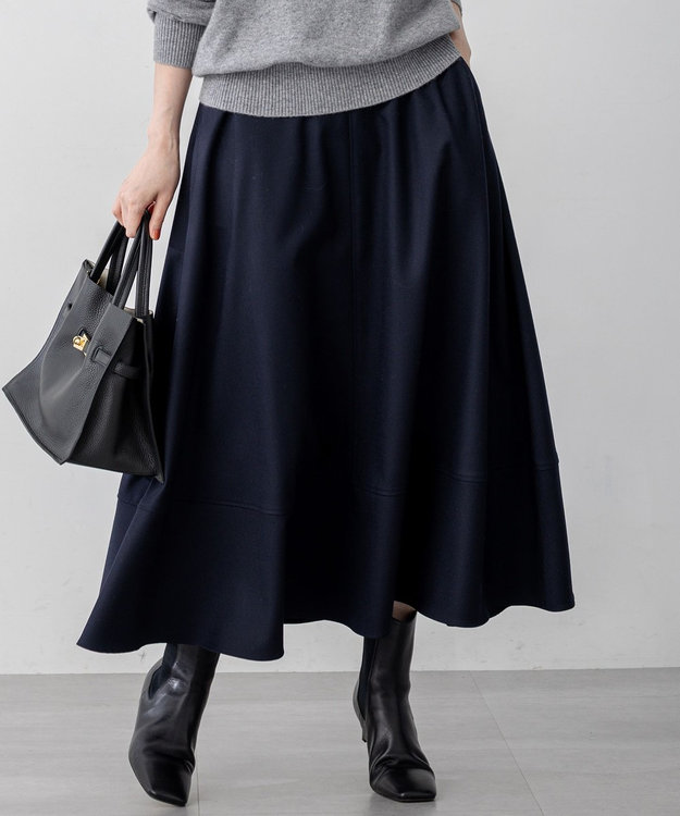 23区 【セットアップ対応】TWサキソニー フレア スカート ネイビー系