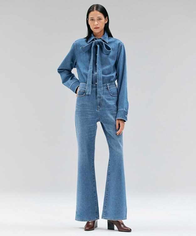 BEIGE， 【洗える・Oggi 11月号掲載】NAVIGLIO / フレアシルエットデニムパンツ L.Indigo