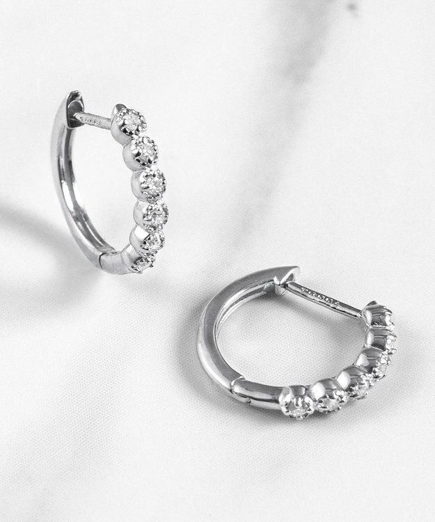 TOCCA 【WEB限定】FRILL DIAMOND PIERCED EARRINGS K10 ダイヤモンド ピアス ホワイトゴールド系