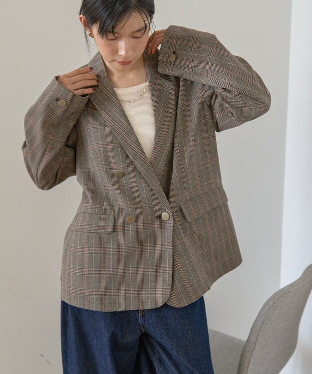 AMERICAN HOLIC イージーケアWテーラードジャケット Check