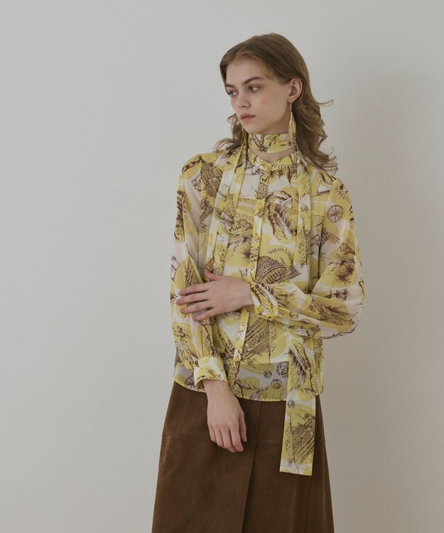 GRACE CONTINENTAL スカ－フタイブラウス イエロー