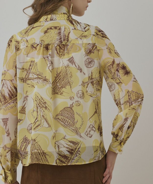 GRACE CONTINENTAL スカ－フタイブラウス イエロー