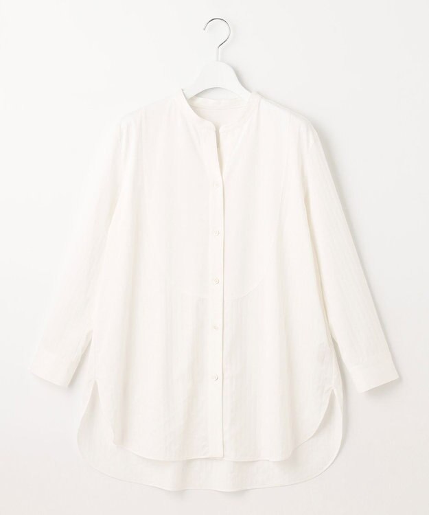 自由区 【XSサイズ~/洗える】ストレッチシャーティング ブザムシャツ ホワイト系1