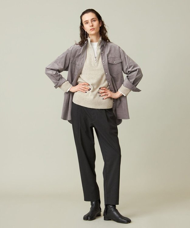 J.PRESS YORK STREET 【WOMEN】コーデュロイ ロングブラウス ライトグレー系